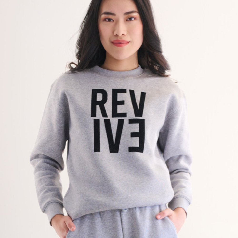Revive Loungewear. Two Piece Lounge Set, Crewneck Sweatshirt and Jogger - Grey H - Picture 5 of 8